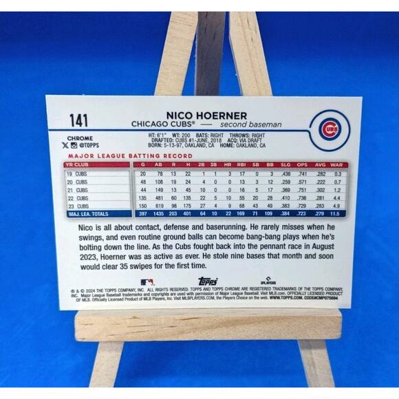 2024 Topps Chrome - Nico Hoerner #141 RayWave Refractor - Picture 6 of 6